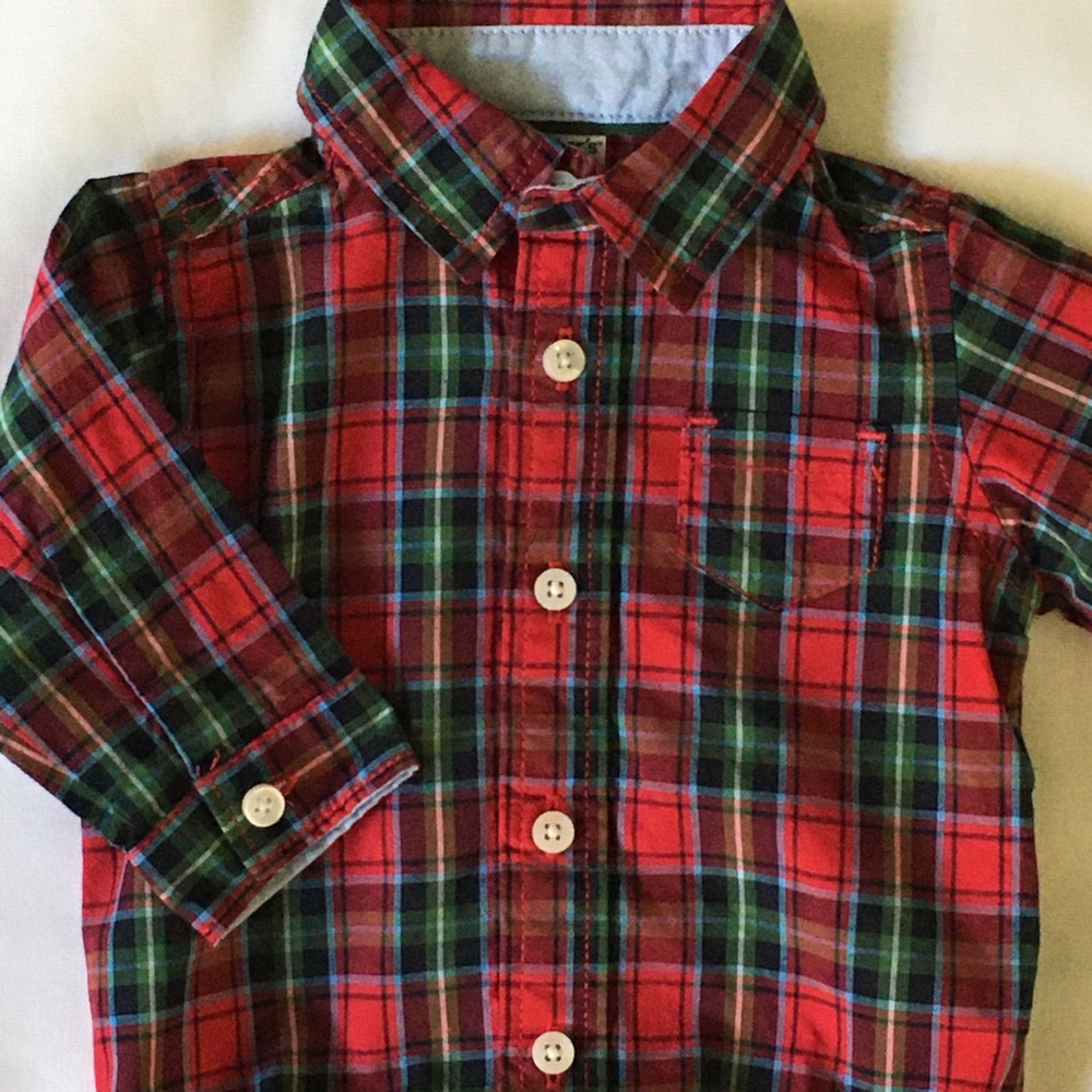 Red plaid shirt size 3 months baby boys Christmas